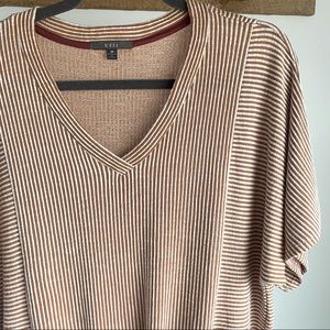 NWOT Gyft Gold / Mustard Yellow & White Striped Tie Top